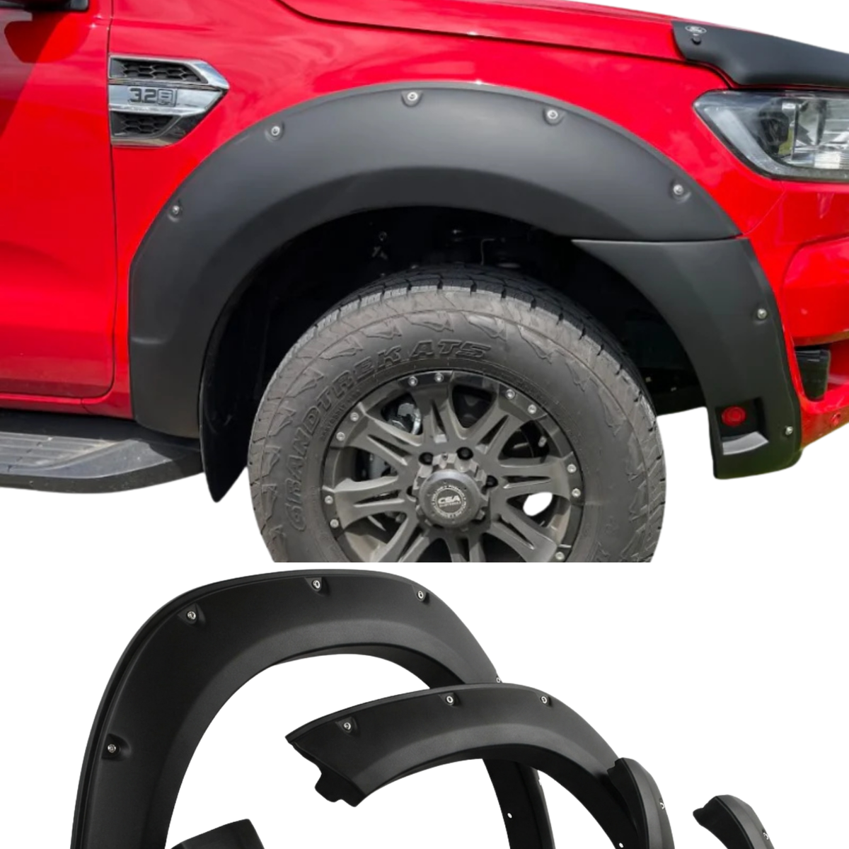 Ford Ranger PX3 Fender Flares Front Rear Set Matte Black ABS 2018-2024