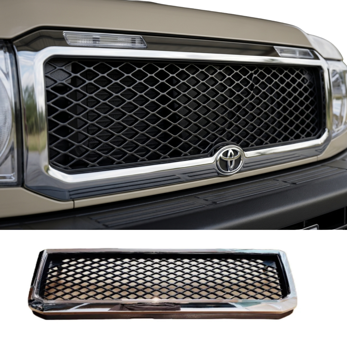 VDJ70 Land Cruiser 70 Series Chrome Grille Panel 2007-2024 Toyota