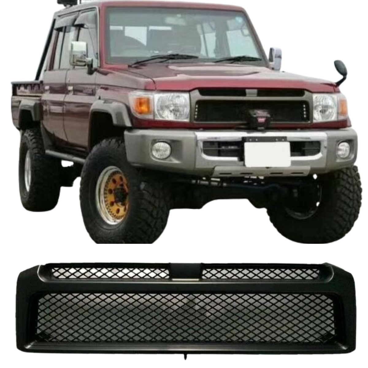 Toyota Land Cruiser 70 Series VDJ76 78 79 Matte Black Front Upper Grille Panel