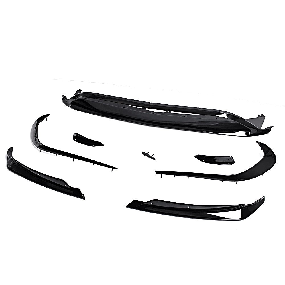 Gloss Black Front Bumper Splitter Lip Kit & Side Blade Canards Suitable For Mercedes-Benz W176 A class 16-18