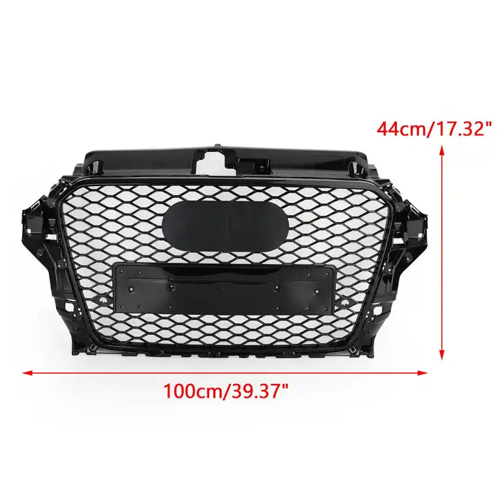 Gloss Black RS3 Style Front Bar Grille Suitable  For Audi A3 S3 8V 12-16