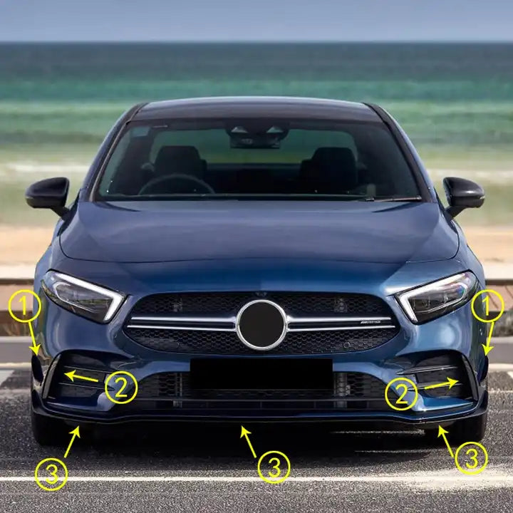 Gloss Black Front Bar Aero Lip Kit Suitable For Mercedes A-Class W177 18-22