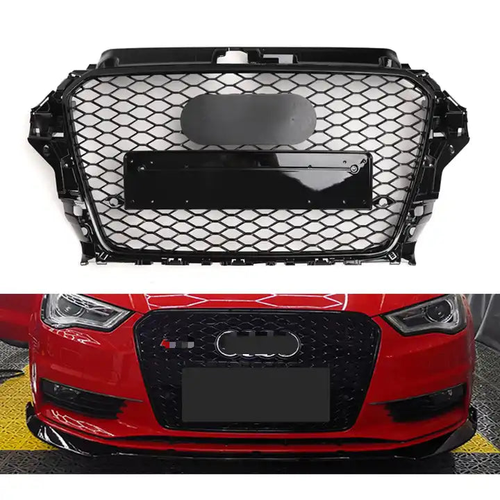 Gloss Black RS3 Style Front Bar Grille Suitable  For Audi A3 S3 8V 12-16