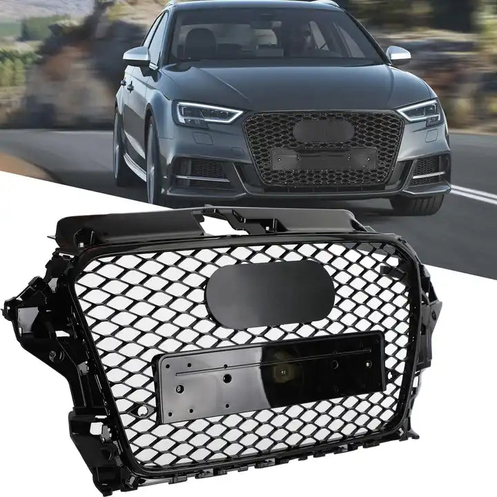 Gloss Black RS3 Style Front Bar Grille Suitable  For Audi A3 S3 8V 12-16