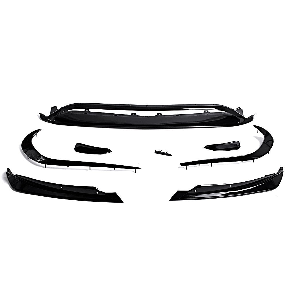 Gloss Black Front Bumper Splitter Lip Kit & Side Blade Canards Suitable For Mercedes-Benz W176 A class 16-18
