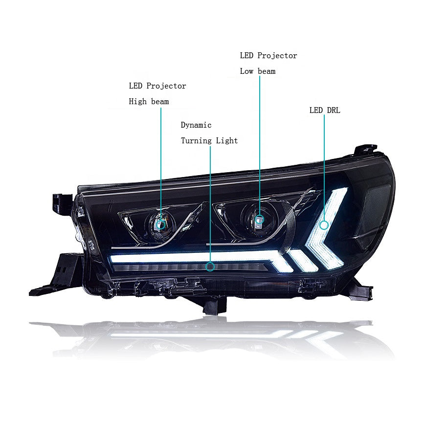Sequential LED DRL Headlights Suitable For Toyota Hilux N80 15+