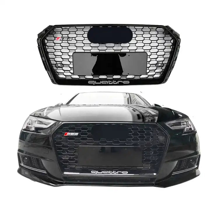 Gloss Black RS4 Style Front Bar Grille Suitable For Audi A4 B9 2016-2019