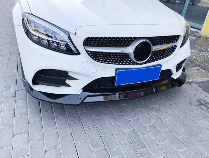 Gloss Black Front Lip Splitter Suitable For Mercedes-Benz C-Class W205 15-18