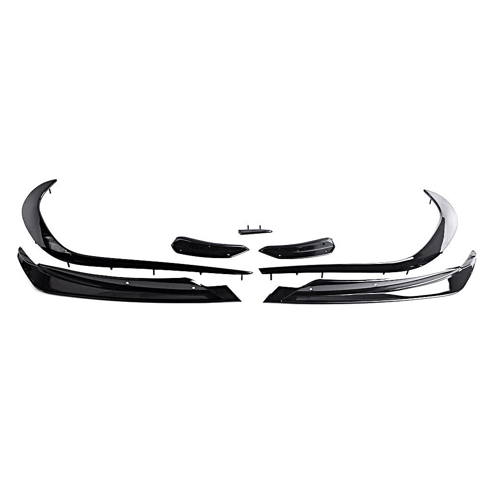 Gloss Black Front Bumper Splitter Lip Kit & Side Blade Canards Suitable For Mercedes-Benz W176 A class 16-18