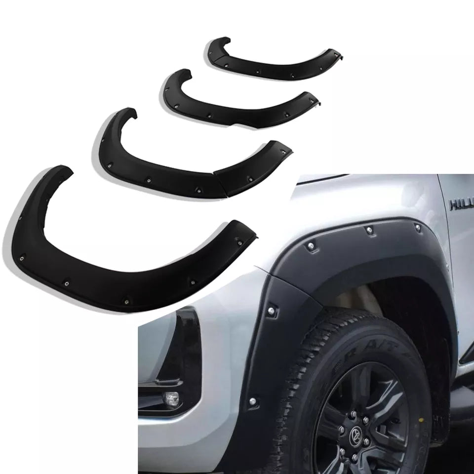 Rugged Style Matte Black Flares Suitable For Toyota Hilux SR SR5 N80 21+