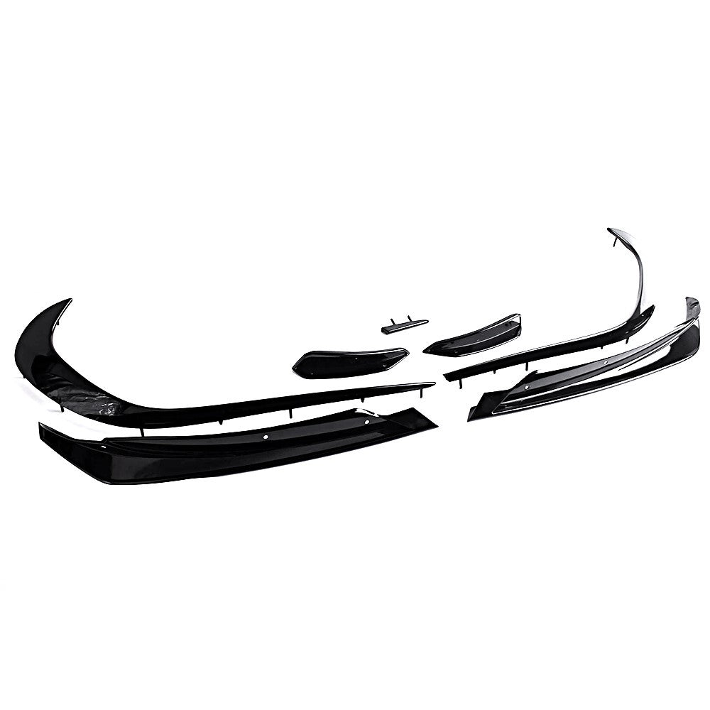 Gloss Black Front Bumper Splitter Lip Kit & Side Blade Canards Suitable For Mercedes-Benz W176 A class 16-18