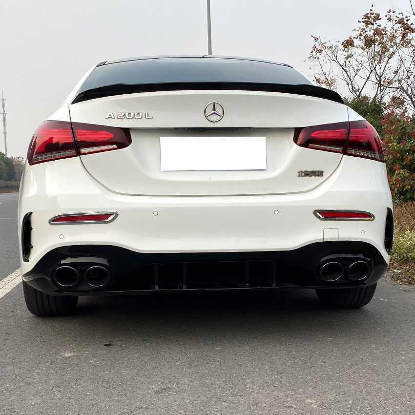 Gloss Black AMG Style Rear Diffuser Suitable For Mercedes-Benz A-Class W177 Sedan 19 +