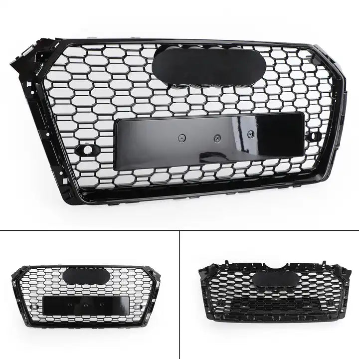 Gloss Black RS4 Style Front Bar Grille Suitable For Audi A4 B9 2016-2019