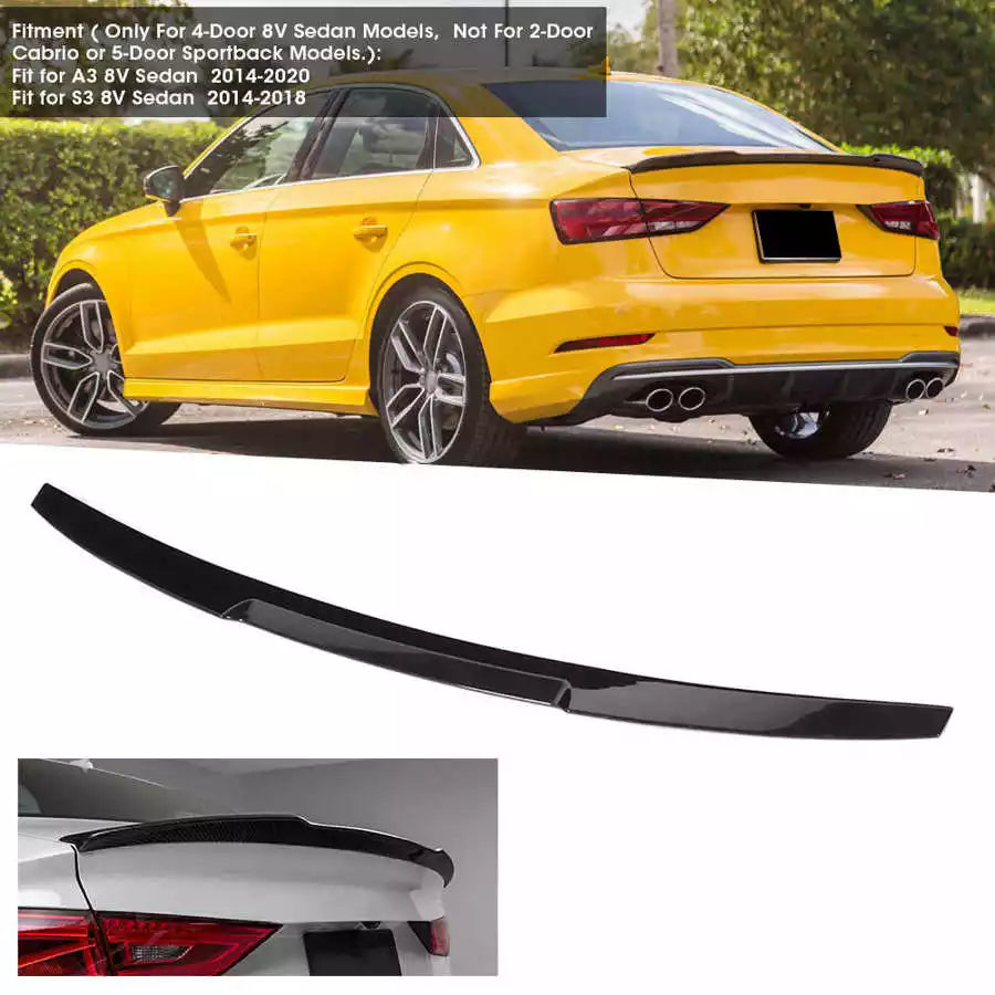 RS3 Style Rear Boot Lip Spoiler Suitable For Audi A3 14-20
