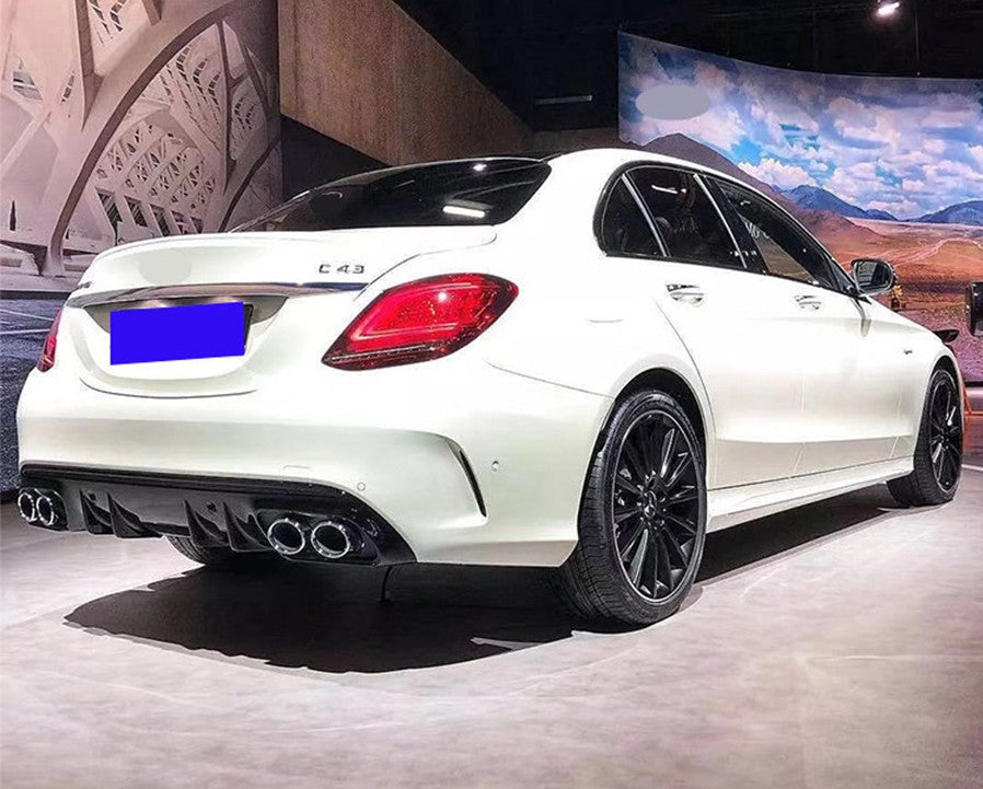 Gloss Black AMG Style Rear Diffuser Suitable For Mercedes-Benz C-Class W205 19 +