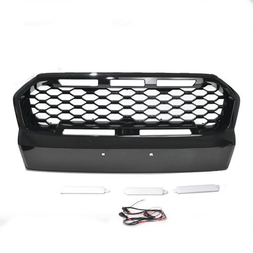 Matte Black Mesh Style Grille With DRL Lights Suitable For Ford Ranger PX2 Include Wildtrak
