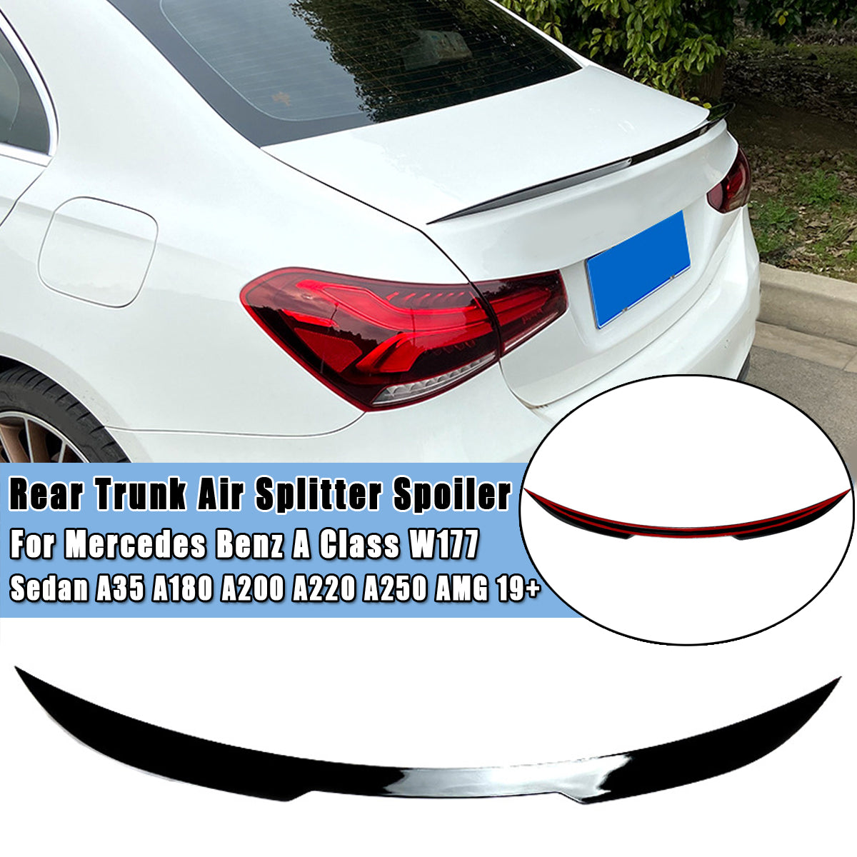 Gloss Black AMG Style Rear Trunk Spoiler Suitable For Mercedes Benz A Class W177 Sedan A35 A180 A200 A220 A250 AMG 2019+