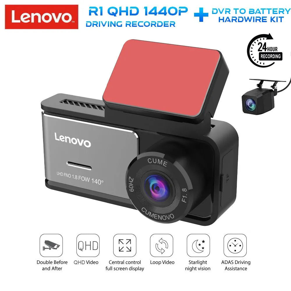 Lenovo R1 Ultra 4K Dascam Touch DVR Set with Rear Camera WiFi