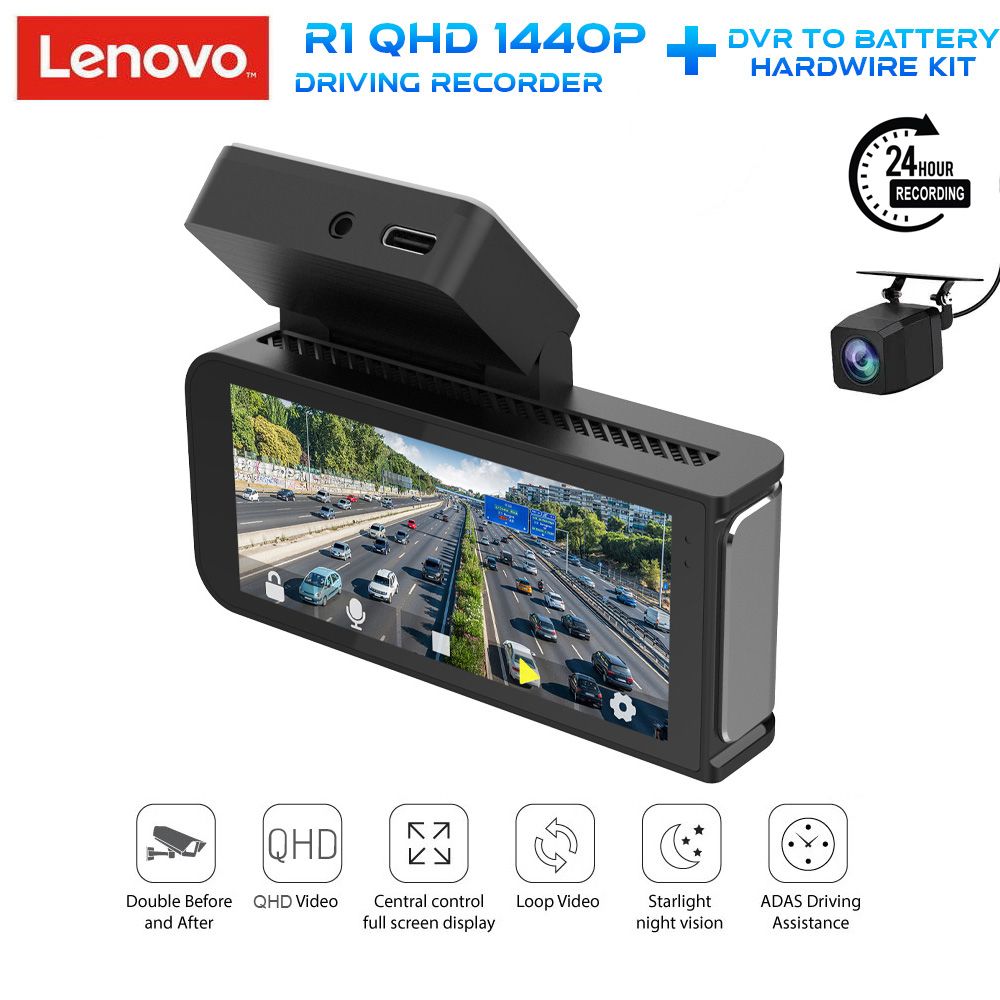 Lenovo R1 Ultra 4K Dascam Touch DVR Set with Rear Camera WiFi