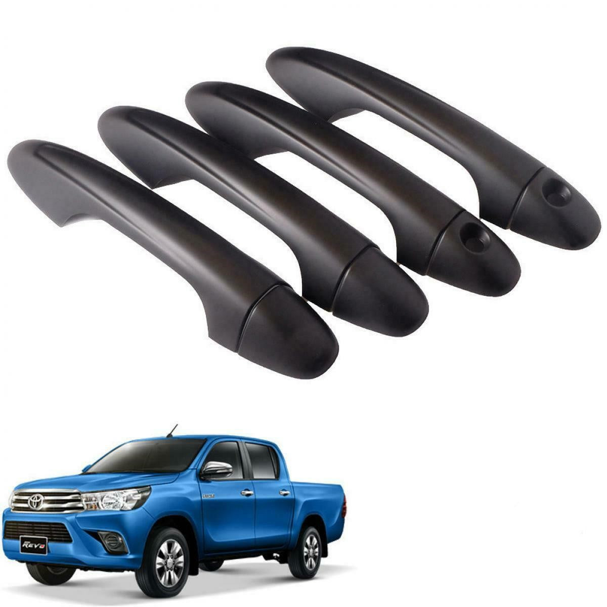 Matt Black Door Handle Cover Protector Suitable For Toyota Hilux N80 2015-2018