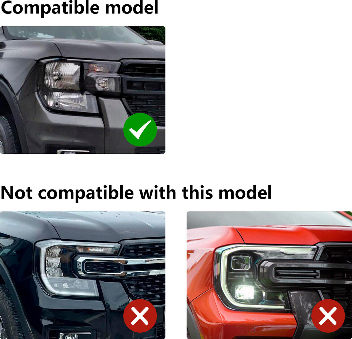 Next Gen Ranger Head Light Trim Cover Suitable For Ford Ranger 22+ XL XLS