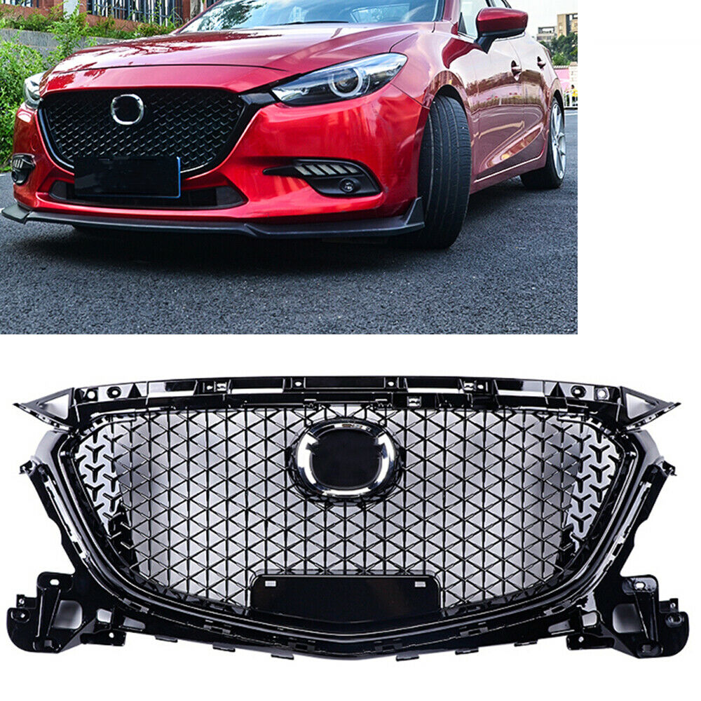 Gloss Black Mesh Style Front Bumper Bar Grille Suitable